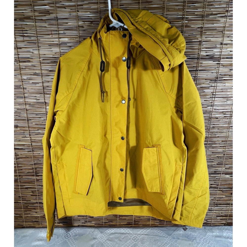 Eddie Bauer Port Townsend Jacket Women's L TALL yellow  Hooded Nylon Zip/Snap